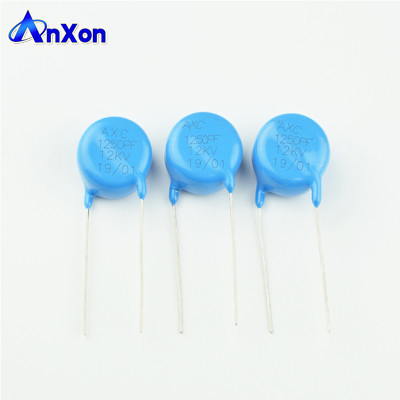 China HV Condensateur 12KV 1250PF Y5T Blue Disc Leaded Type Ceramic Capacitor supplier